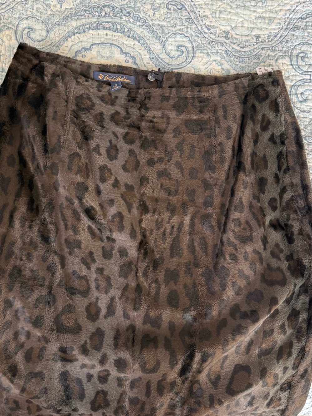 Brooks Brothers Leopard Print Faux Fur Mini Skirt in Brown and Black